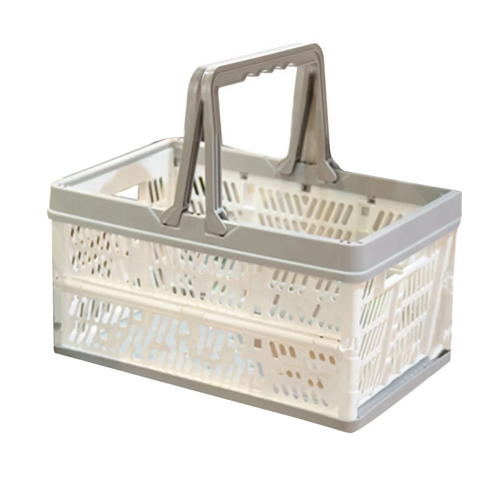 

Folding Vegetable Basket Plastic Eco Friendly White Grey Durable Foldable Design Easy to Store for Indoor Outdoor