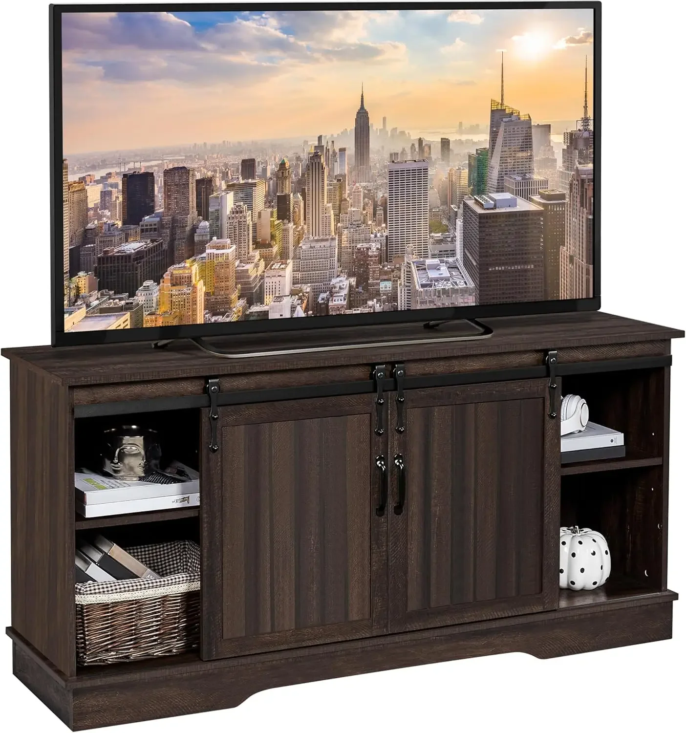 

BestsellerTV Stand for TVs Up to 65 inch, Farmhouse Media Entertainment Center, 58'' TV Console Table with Adjustable Shelves &