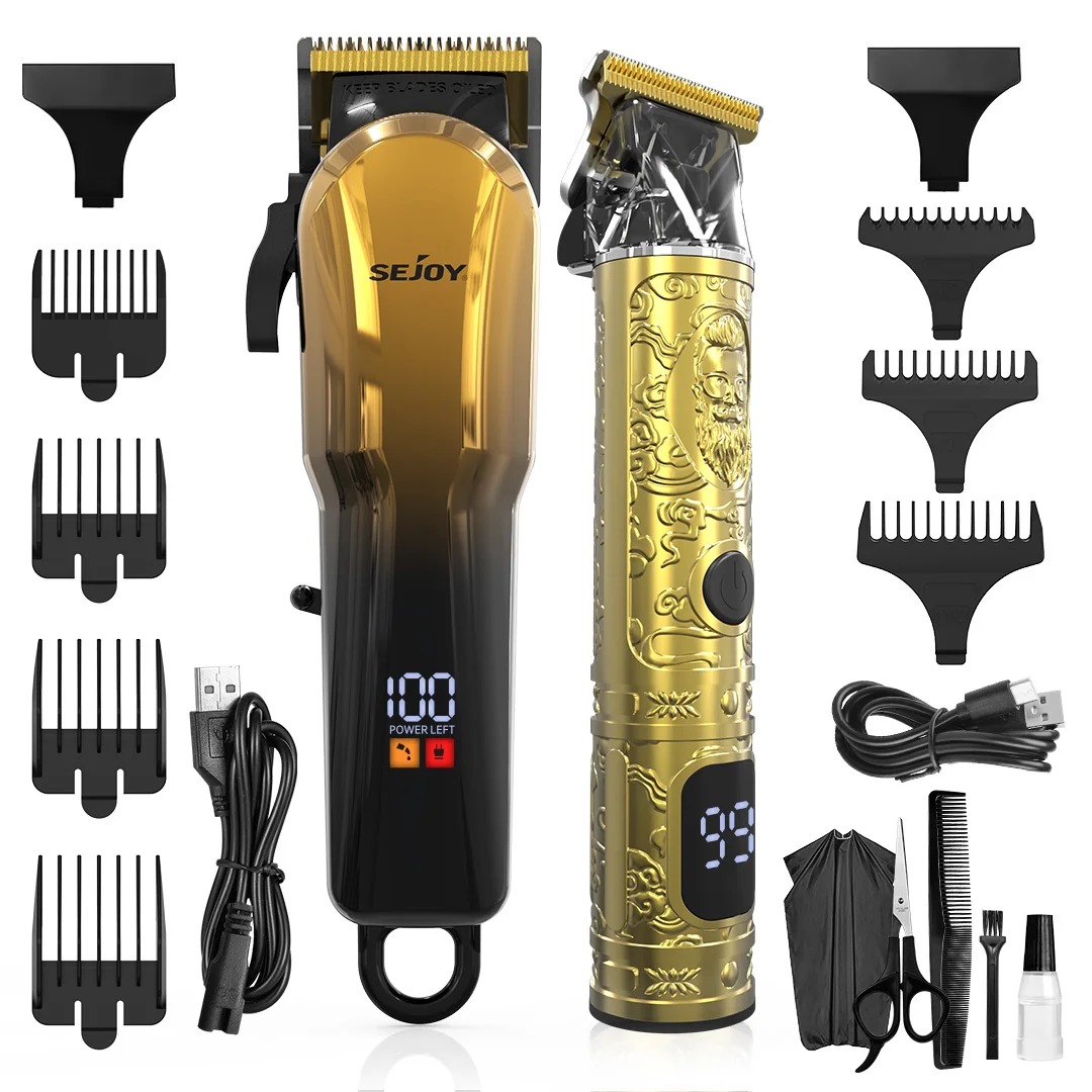 Tondeuse à cheveux professionnelle sans fil pour hommes, lame en T, coupe et toilettage, kit de tondeuse rechargeable pour usage domestique