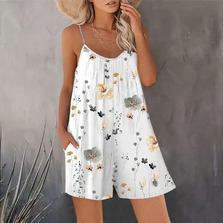 

Women's Csole Printed Low-Waist Jumpsuit Street Sle Long Pants Autumn Collection 00% Fabric Women's Faion Ladies' Clothing