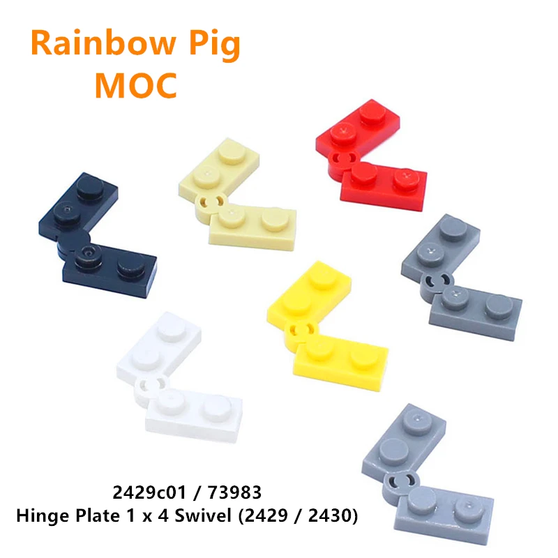 Rainbow Pig MOC Parts 73983 19954 2429 2430 Hinge Plate 1 x 4 Swivel Compatible Bricks DIY Building Blocks Particle Kid Toy