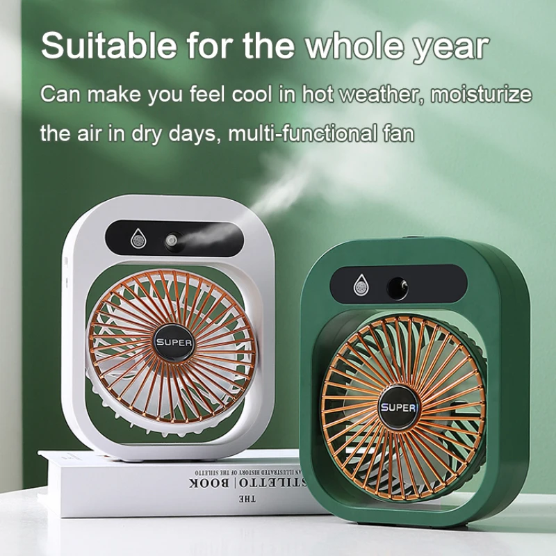 Ice mist air conditioning fan desktop humidification hydration spray water-cooled fan rechargeable USB three-speed fan