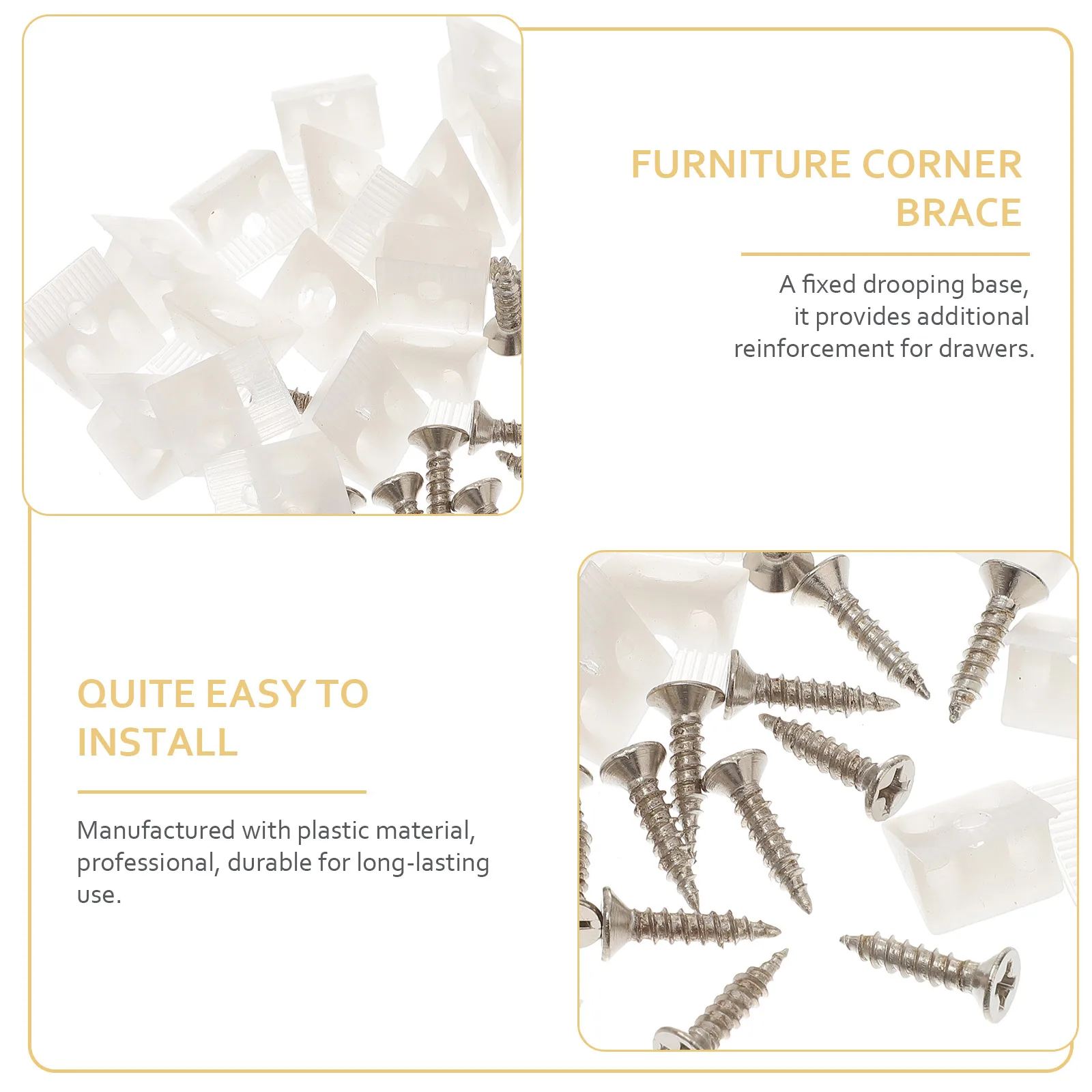 

100pcs Layer Board Support Screws Plastic Furniture Corner Braces Drawer Bottom Repair Fixing Mending Wedges Durable Fasteners