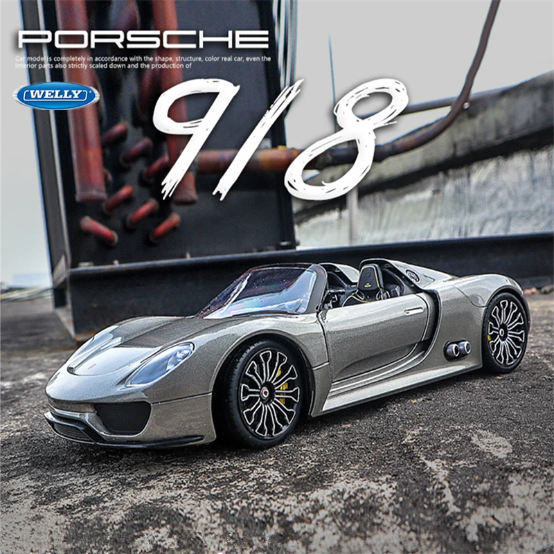 WELLY 1:24 Porsche 918 Spyder Alloy Sports Car Model Diecast Metal Toy Racing Car Vehicles Model Simulation Collection Kids Gift