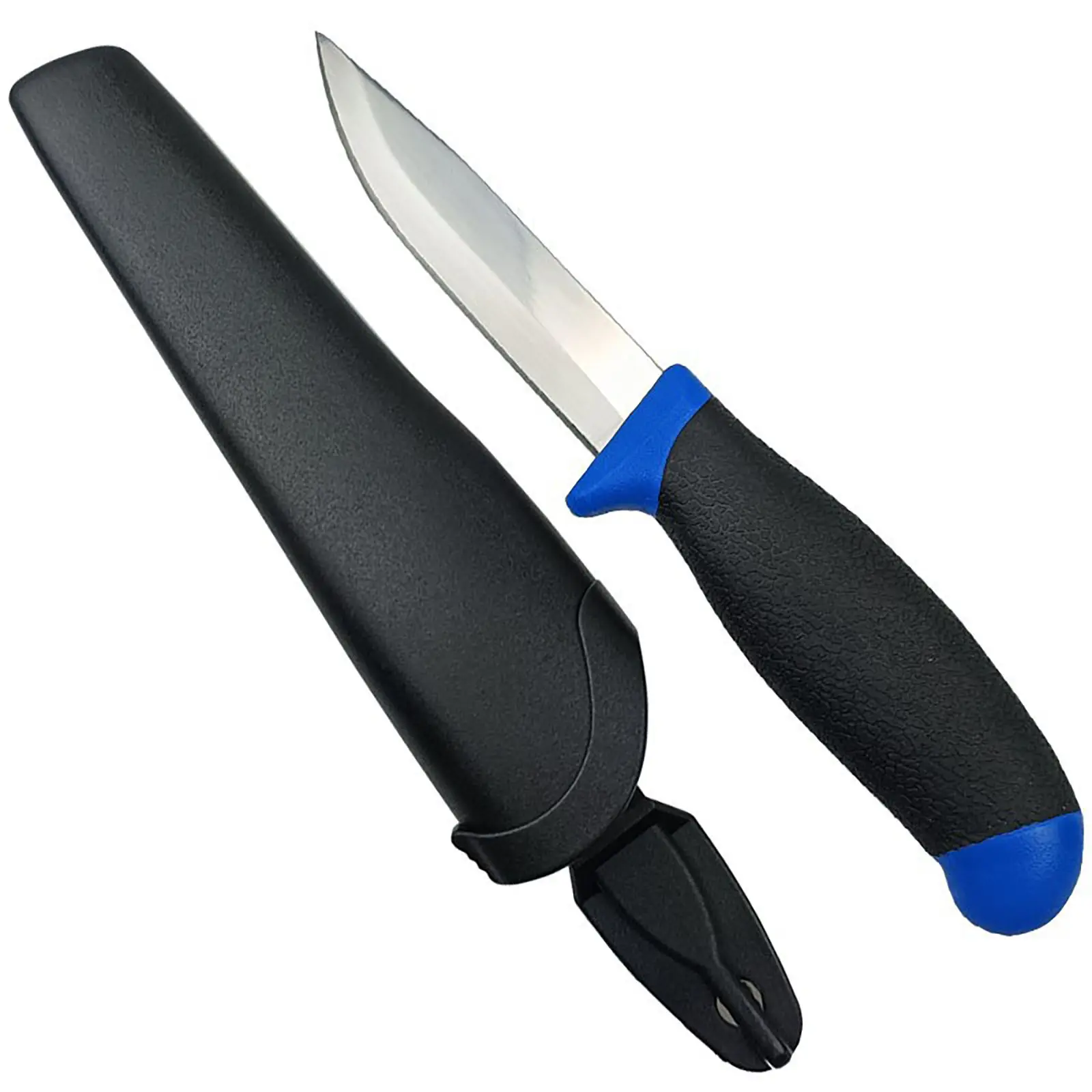 

4-Inch Stainless Steel Mirror Finish Fillet Knife With Two-Tone Rubber Handle & Belt Sheath For Fish Processing Kitchen Knife