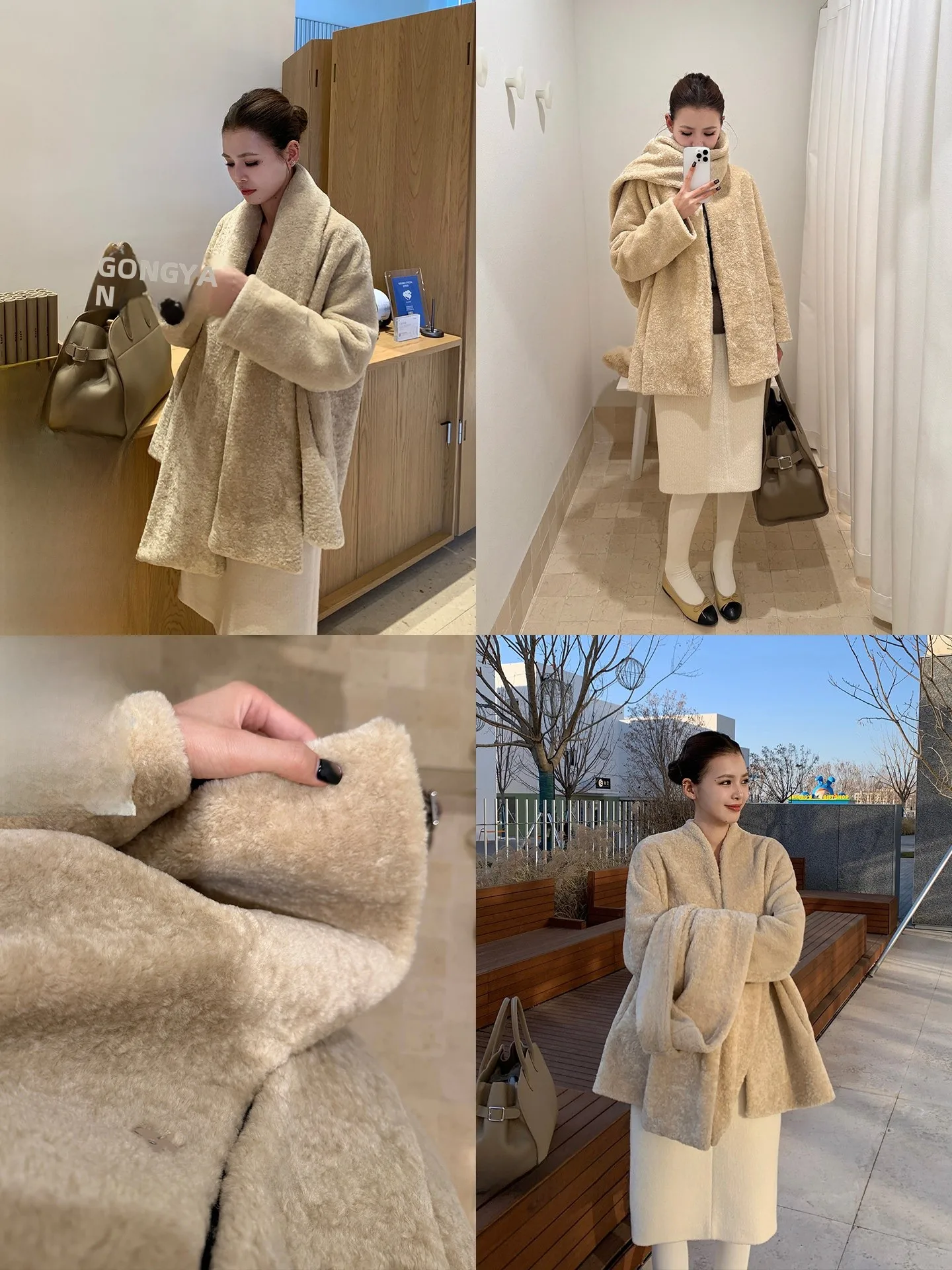 

Xzichic Eco-Friendly Wave Patterned Long Coat Women's Autumn Winter Fur Jacket No Collar Luxury Style Polyester Fiber