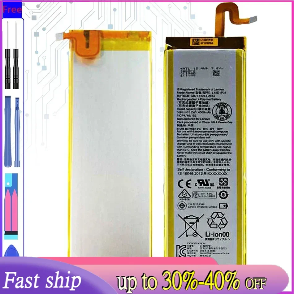 

Аккумулятор L15D1P31, 4000 мАч, Замена для Lenovo Yoga Tab 3, Tab3 Pro, YT3-X90L YT3-X90F X90, аккумулятор + Инструменты