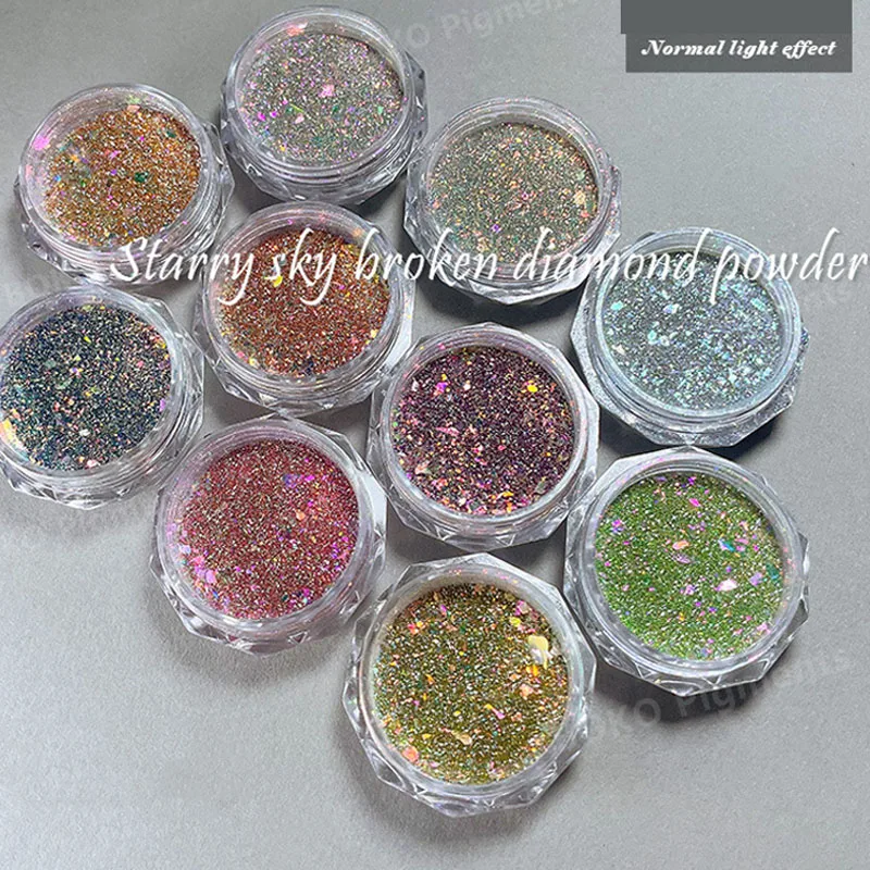 1jar reflektieren der Diamant Nagel Glitter funkelnd schillerndes Nagel pulver UV Gel politur Dekoration Perl glanz Nagel Glitter (netto 0,5g)