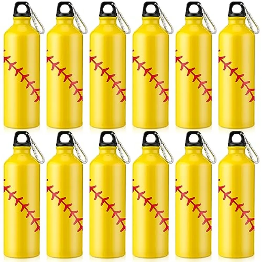 

12 Pcs Softball Water Bottle Team Gift Bulk Aluminum Leak Proof Lightweight Sports Water Bottle Reusable with Twist Cap Buckle