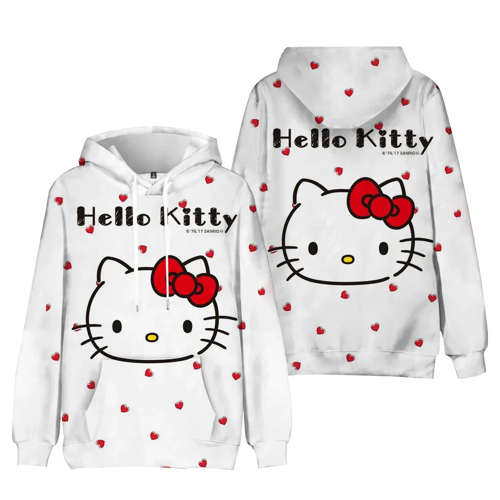 Hello Kitty Cartoon Cute Print Fashion Hoodie y2k Fashion New Women's Casual Harajuku Sweatshirt Kawaii Women's Spring Top