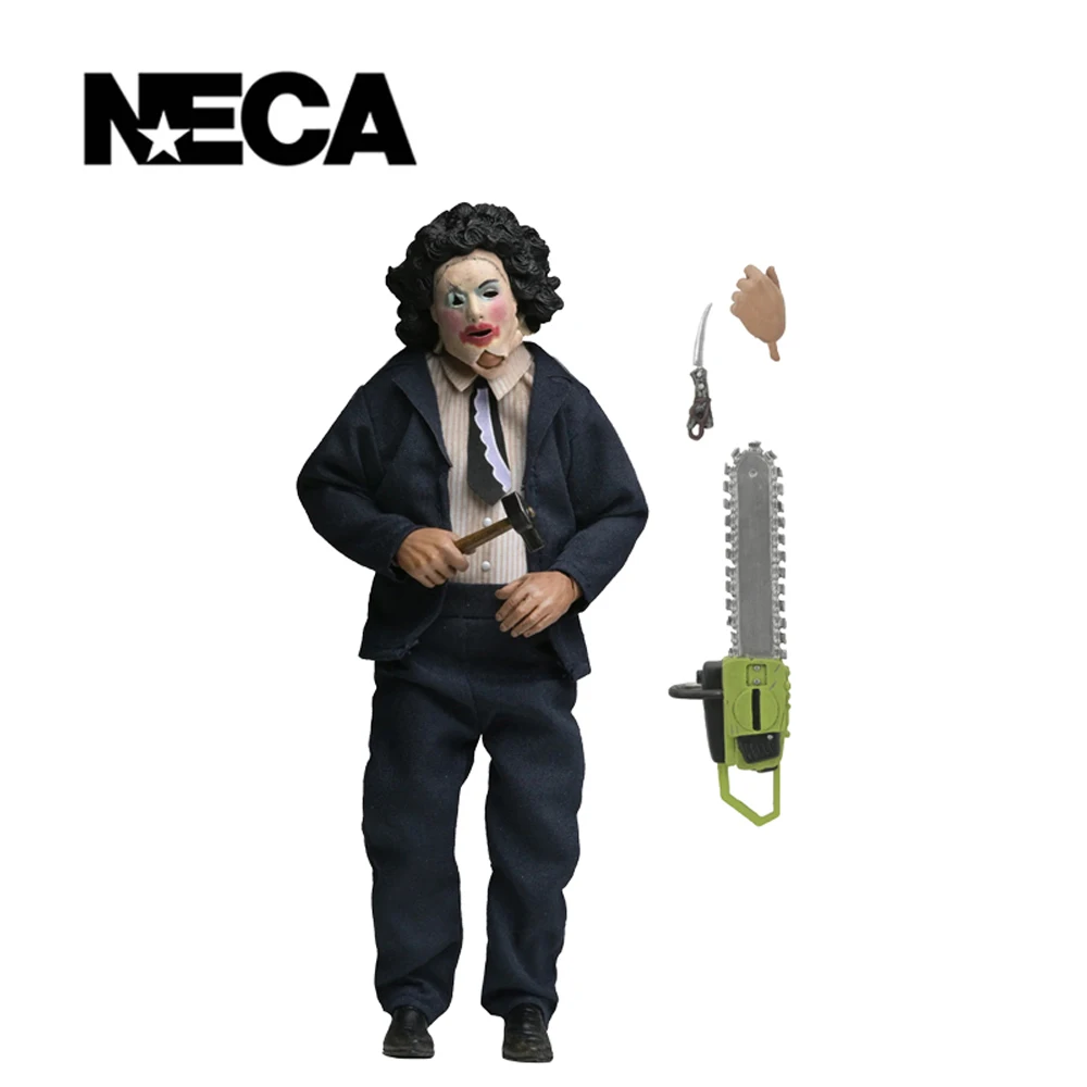 

NECA НОВИНКА: Фигурка Leatherface из фильма «Техасская резня бензопилой» с маской Pretty Woman, 8 дюймов, в одежде, модель-кукла, гараж-кит