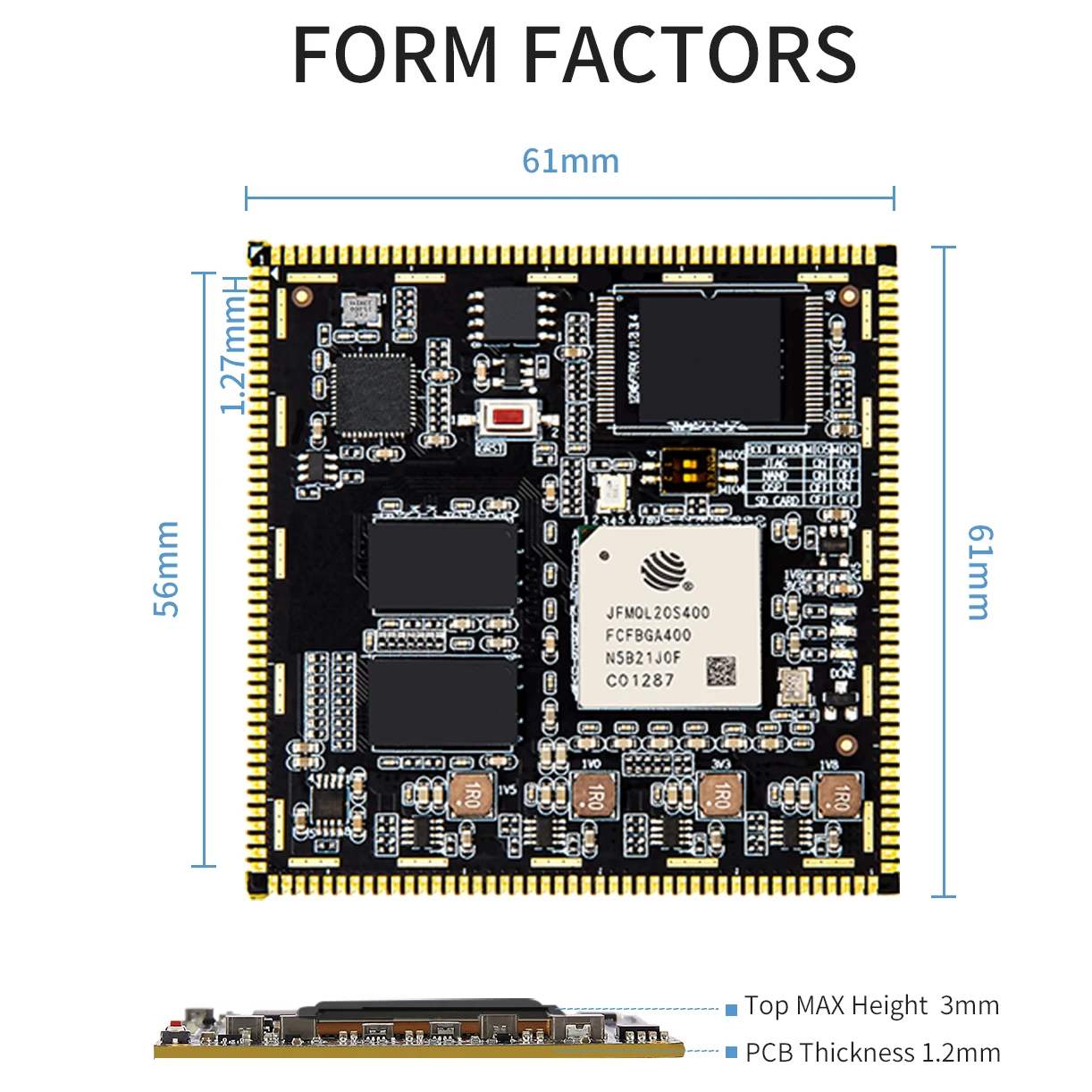 SOM FUDAN SOM FPGA Núcleo Board, Sistema Industrial Grade, Módulo Stamp Hole, Puzhi 7020F, ZYNQ 7000