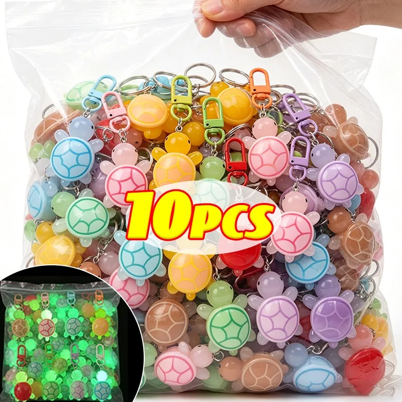 Glow in The Dark Tortoise Key Chain Cute 3D Luminous Turtle Keychain Cartoon Animal Charms Keyring Kid Backpack Hanging Pendant