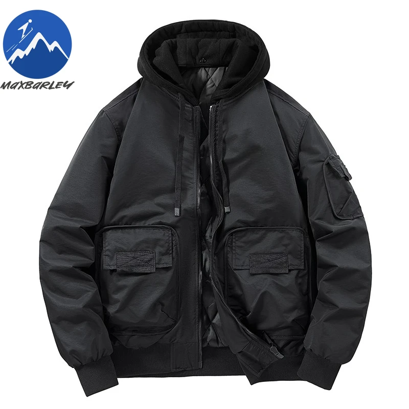 

Мужская куртка Maxbarley со съемным капюшоном, ветрозащитная куртка в американском стиле, повседневная двусторонняя конструкция, легкие осенне-зимние пальто