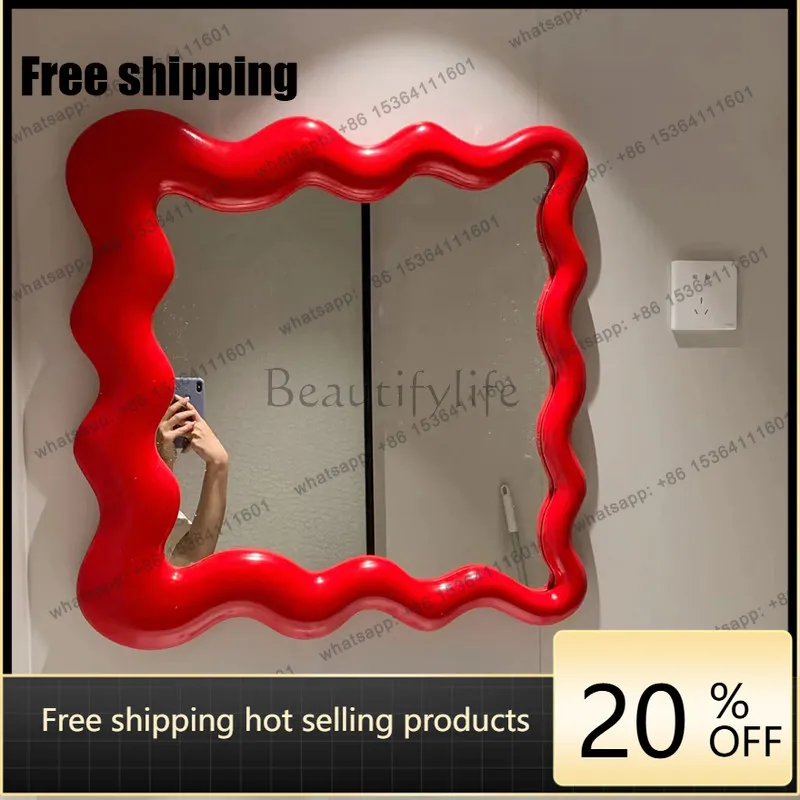 LJY Hanging Save Space Mirror Aesthetic Cheap Modern Vintage Room Decor Cheap Cute Mirror Universal Spiegels Living Room Decorat