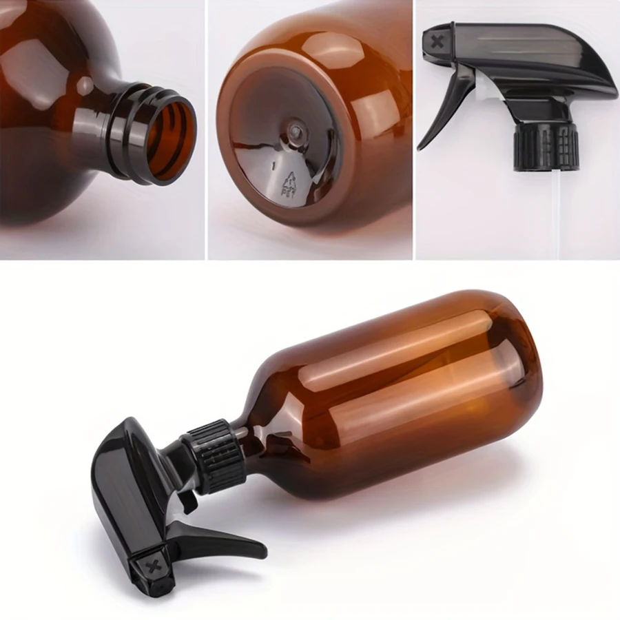2er-Pack Leere Bernsteinfarbene Kunststoff-Sprühflaschen 16oz Nachfüllbare Flasche für Ätherische Öle Pflanzen Reinigungslösungen Haarspray Langlebig – Detail 5