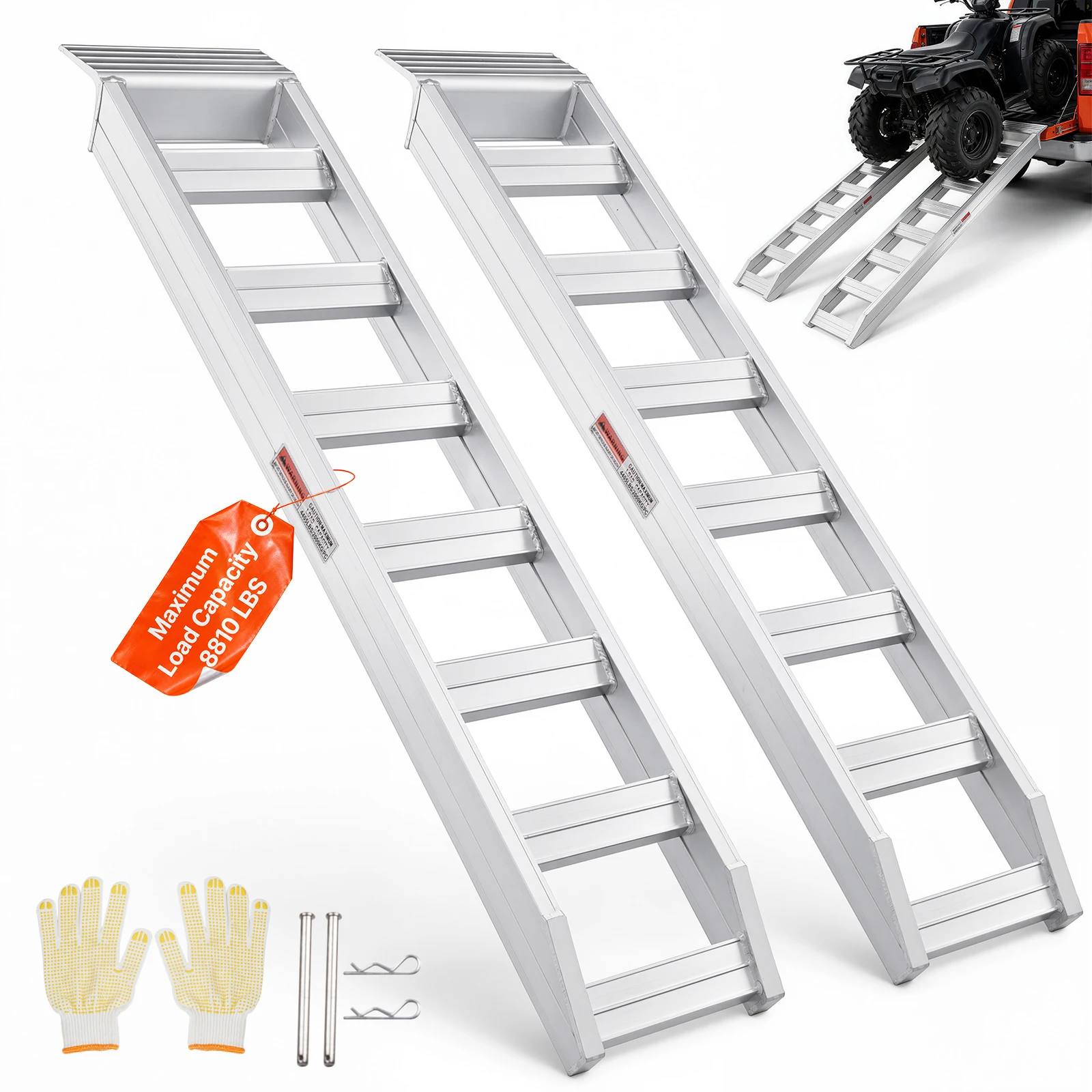 VEVOR Aluminum Ramps Heavy-duty Ramps with Top Hook Attaching End Universal Loading Ramp for Motorcycle Tractor