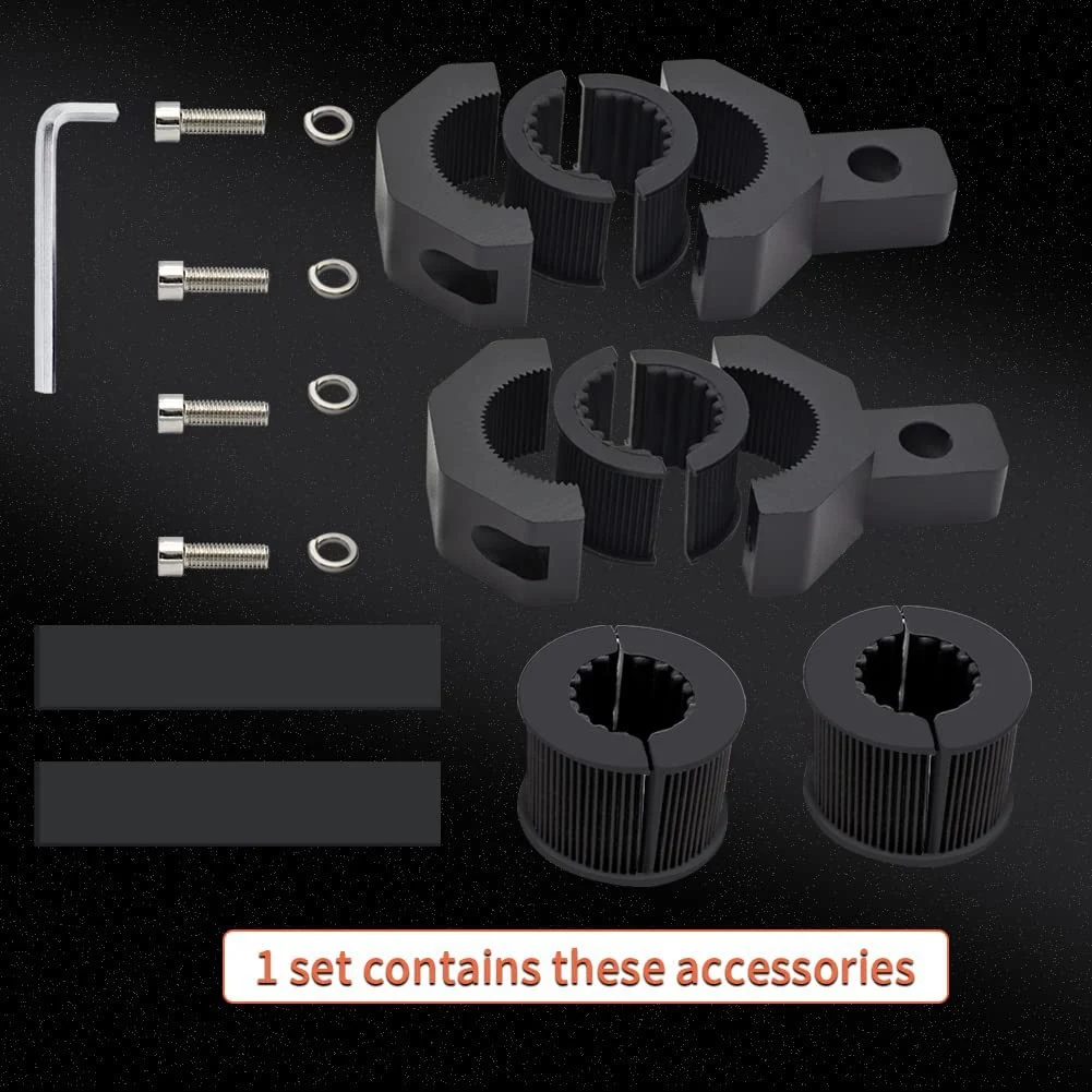 2 PCS Light Bar Mount Kit Black 19-30Mm Universal Work Light Tube Clamp Mounting Brackets Motorcycle Brackets 0.75 1 1.25Inch