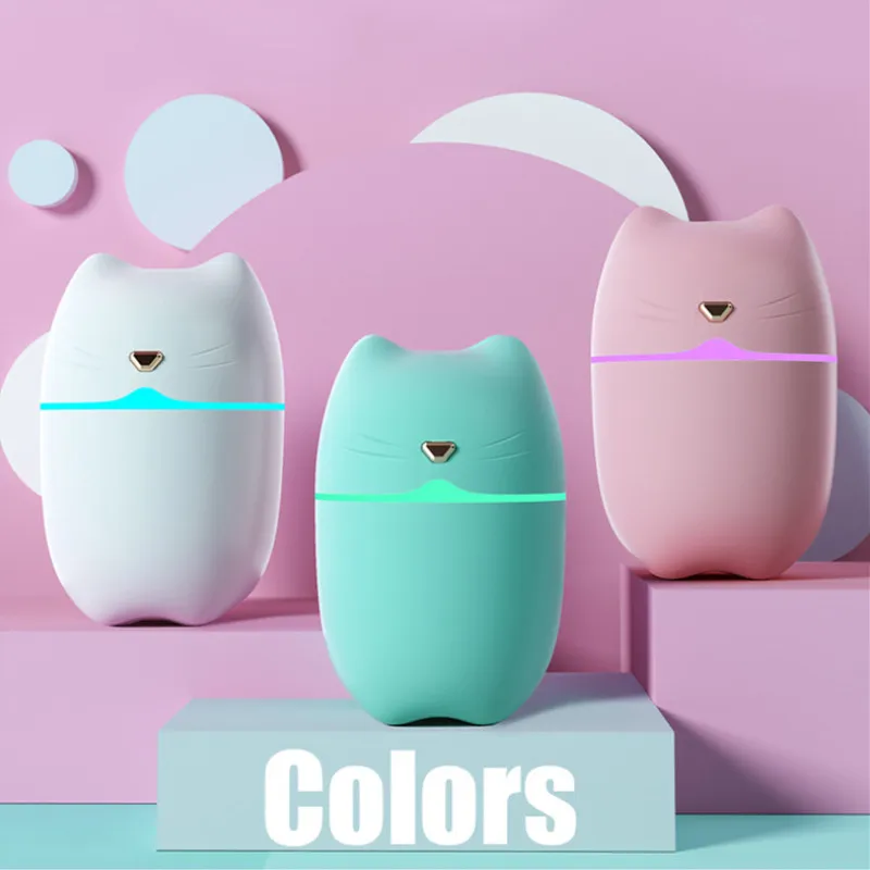 hot sale 250ml Cute Cat Air Humidifier Diffuser USB Mist Maker Mini Humidificador with night light