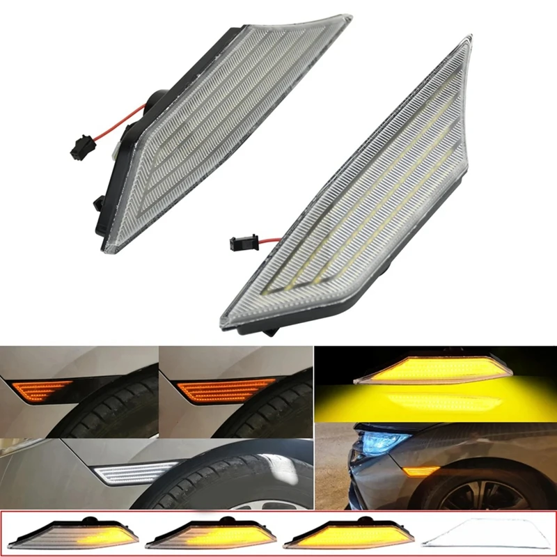 LED Turn Signal Side Marker Light Dynamic Flowing Blinker For Honda Civic 10Th Gen Sedan Coupe Hatchback 2016-2018