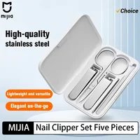 NUEVO Set de Cinco Piezas de Cortaúñas MIJIA Blanco de Acero Inoxidable de Alta Calidad con Absorción Magnética, Set de Cinco Piezas Simple y Portátil