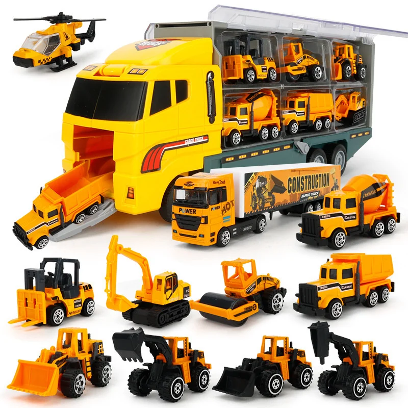 

Big Construction Trucks Set Mini Alloy Diecast Car Model 1:64 Scale Toys Vehicles Carrier Truck Engineering Car Toys For Kids