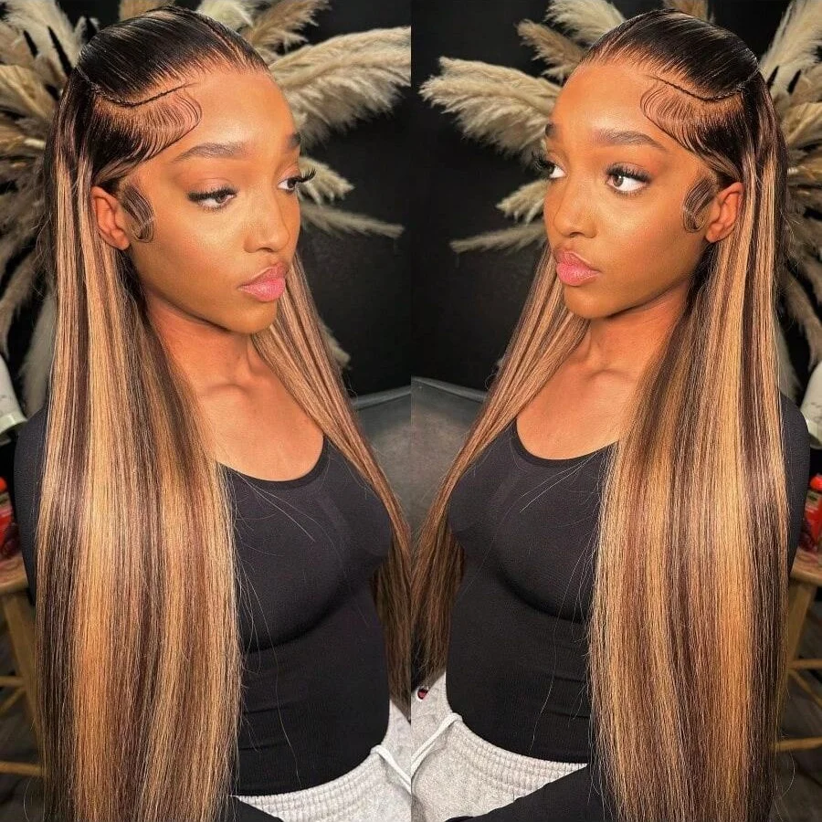 Выделите 4/27 13x4 кружевные фронтальные парики из натуральных волос, предварительно выщипанные волосы с детскими волосами, отбеленные узлы, 200% прямой парик для женщин