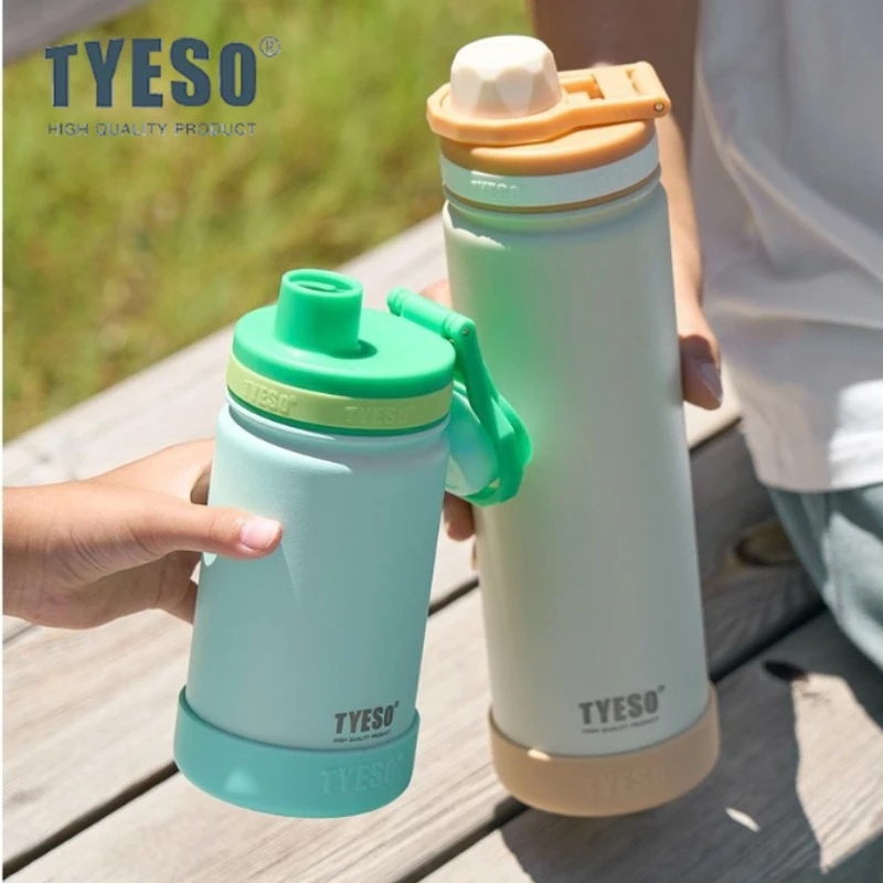 TYESO 420/600/750ml Sport Thermos Bottle for Kids Stainless Steel Vacuum Flask Travel Cup Insulated Water Bottle Hot & Cold Mug