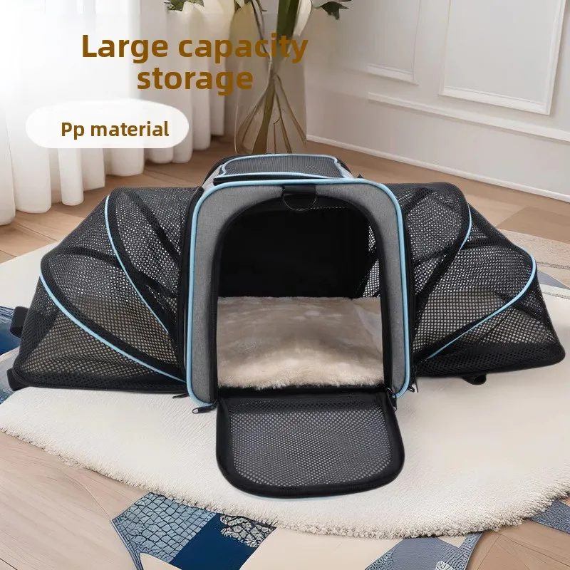 

Expandable Pet Backpack Carrier - 2-Side Extension Handheld Bag for Small Dogs (Teddy) & Cats, Portable Travel (CE)