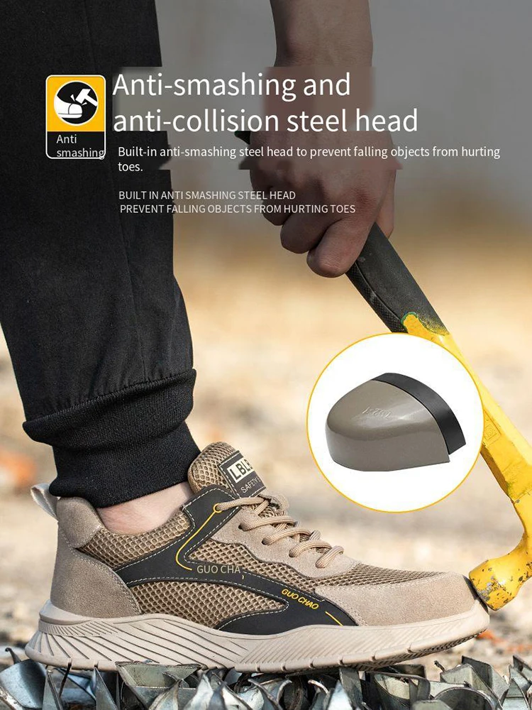 

Anti Smashing Anti Piercing Steel Toe Wear-resistant Lightweight Anti Slip Breathable Safe Shoes