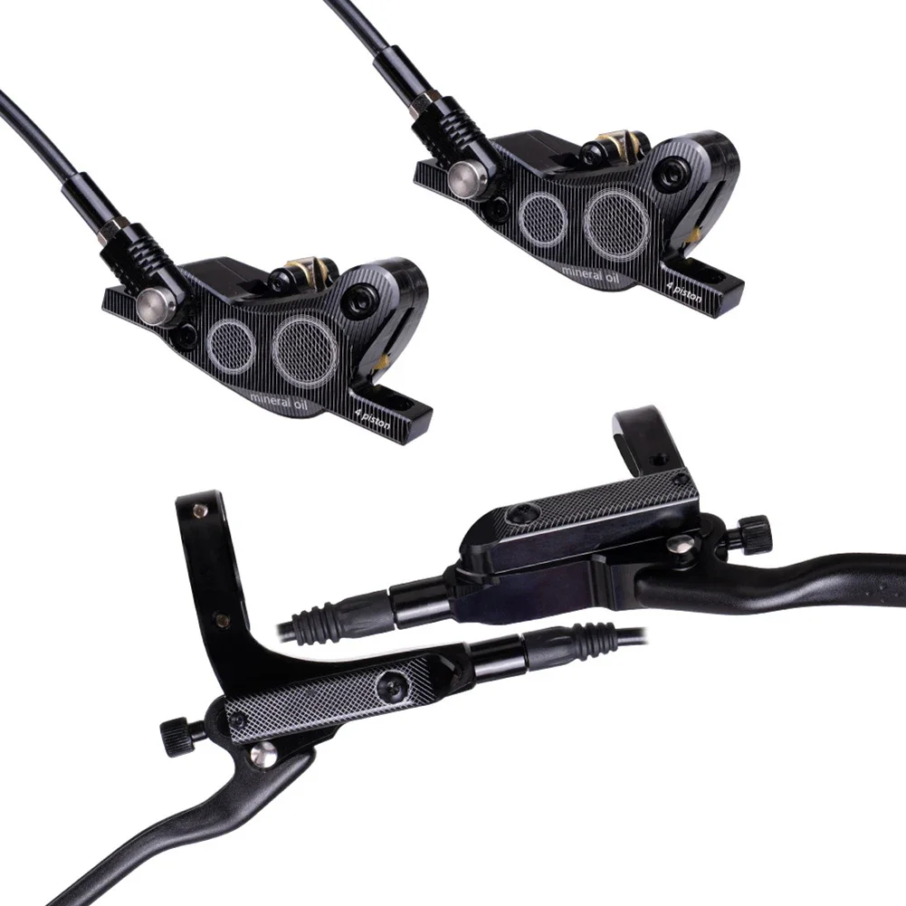 

4Pistons Hydraulic Disc Brake Set for Mountain and For Road Bikes Sturdy Aluminum Alloy Construction for Reliable Performance
