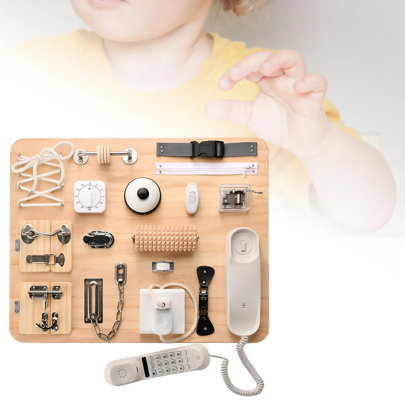 

Interactive Sensory Toy Board with Locks for Early Learning and Development