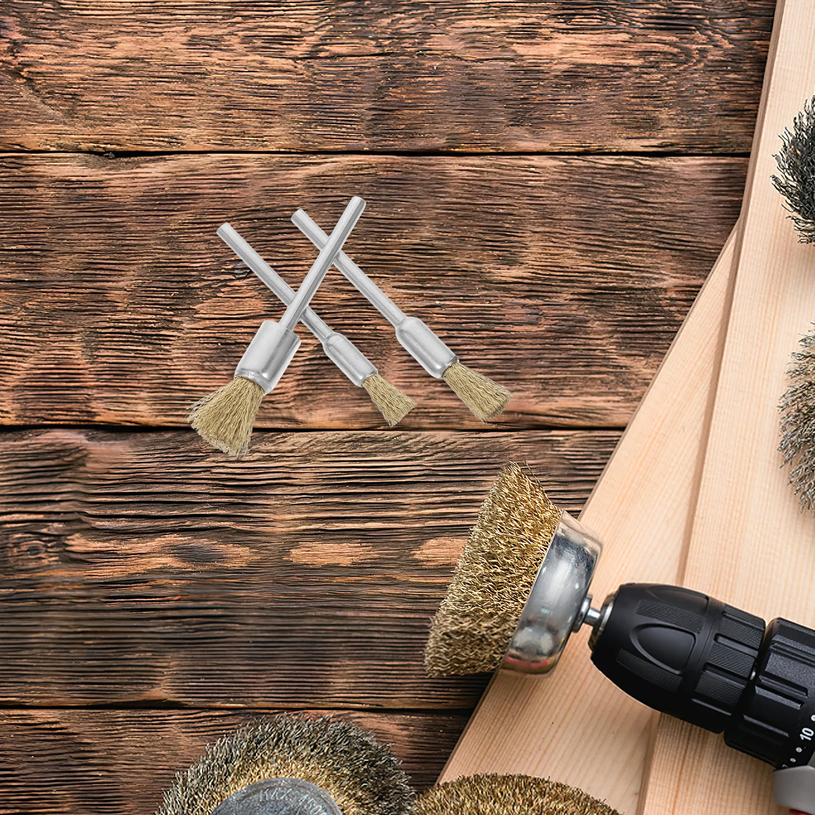 

15Pcs Copper Wire Brushes Mini Handle Electric Grinding Brush Metal Wire Wheel Polishing Cleaning Rust Removal Tools