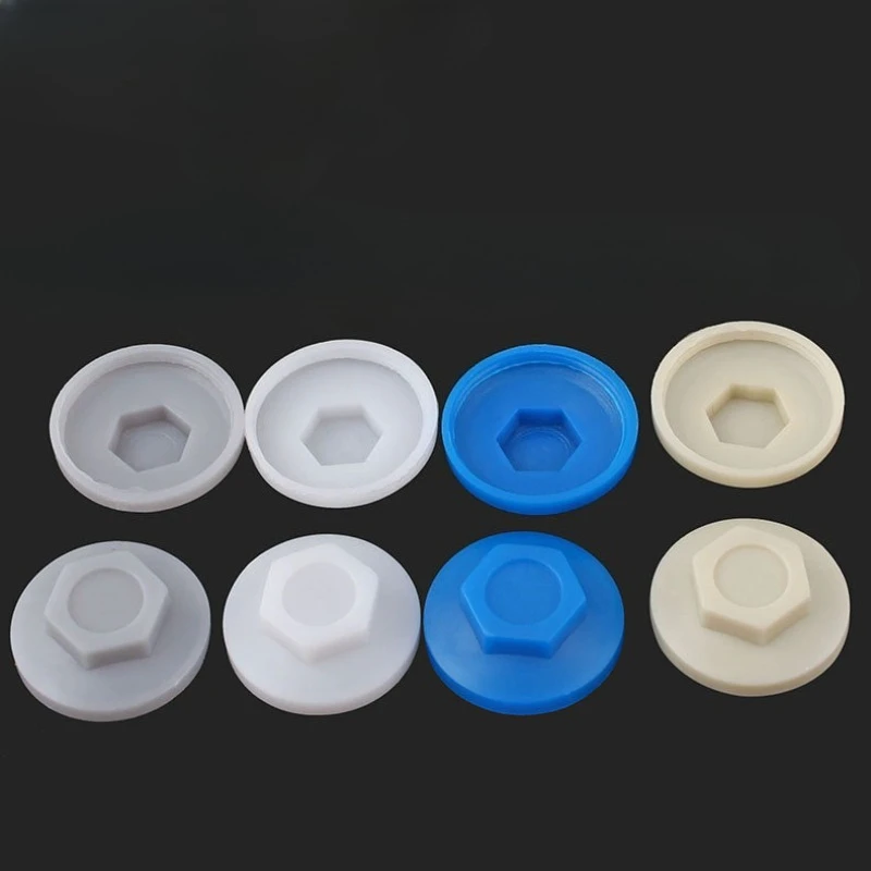 M5.2 Waterproof Plastic Hex Screw Cover Cap, Anti-Dust, Anti-Rust Protective Lid for Self-Drilling Tek Screw Roofing Fasteners