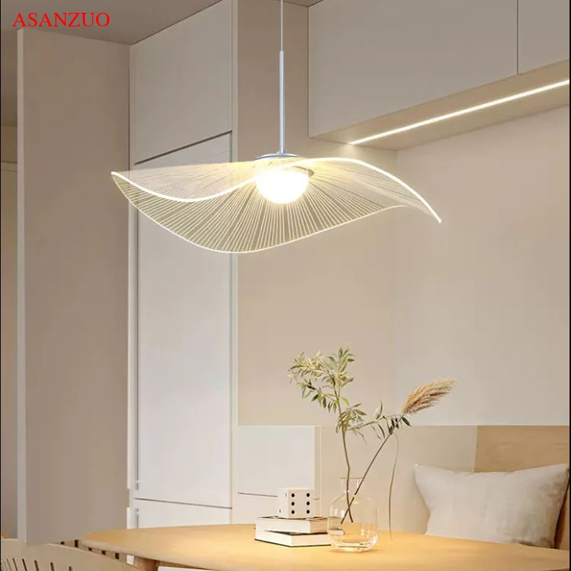 Imagem -02 - Lâmpada Suspensa Led Moderna com Folha de Lótus Simples Luzes Pendentes Sala de Estar Nórdica Decoração de Casa Luminárias 50cm