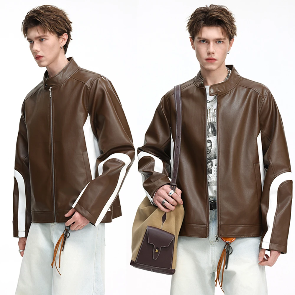 

Autumn And Winter Fashion Trend Retro Leather Jacket Men's Casual Loose Coat Classic Windproof Jackets Vintage Motorcycle Jacket