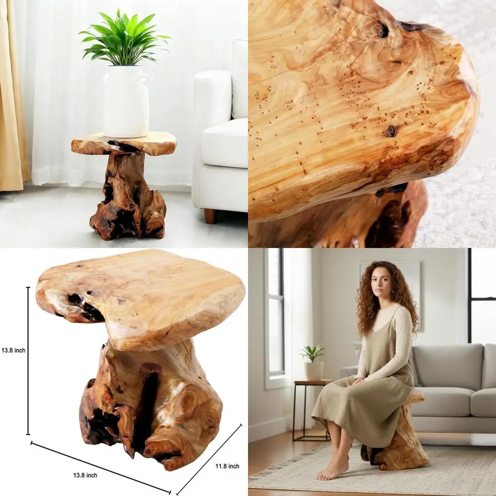 

Природный деревянный столик-подставка из кедрового ствола с необработанным краем, кофейный столик для улицы и дома