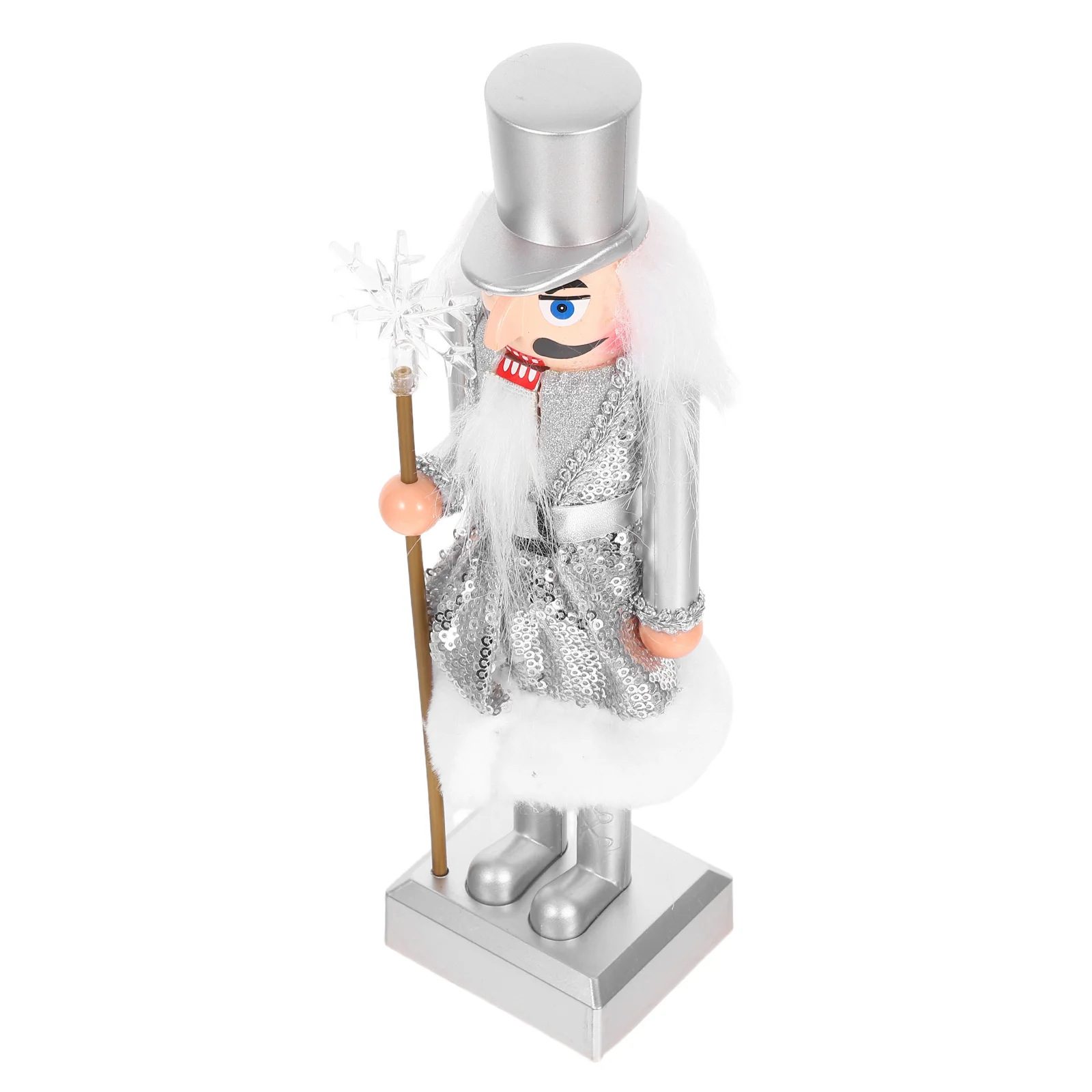 

Christmas Nutcracker Ornament Small Silver Nutcracker Soldier Holiday Tabletop Decoration Xmas Tree Hanging Mini Snowflake King