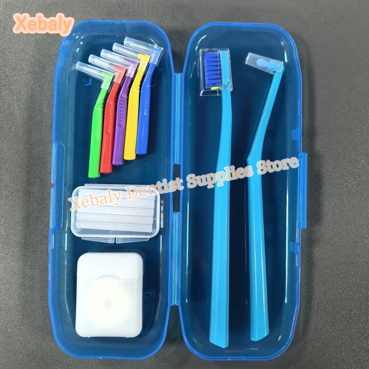 10 Packs Dental Cleaning Care Kits Portable Travel Oral Cleaning Kits Toothbrush Interdental Brush Floss Orthodontic Wax Case
