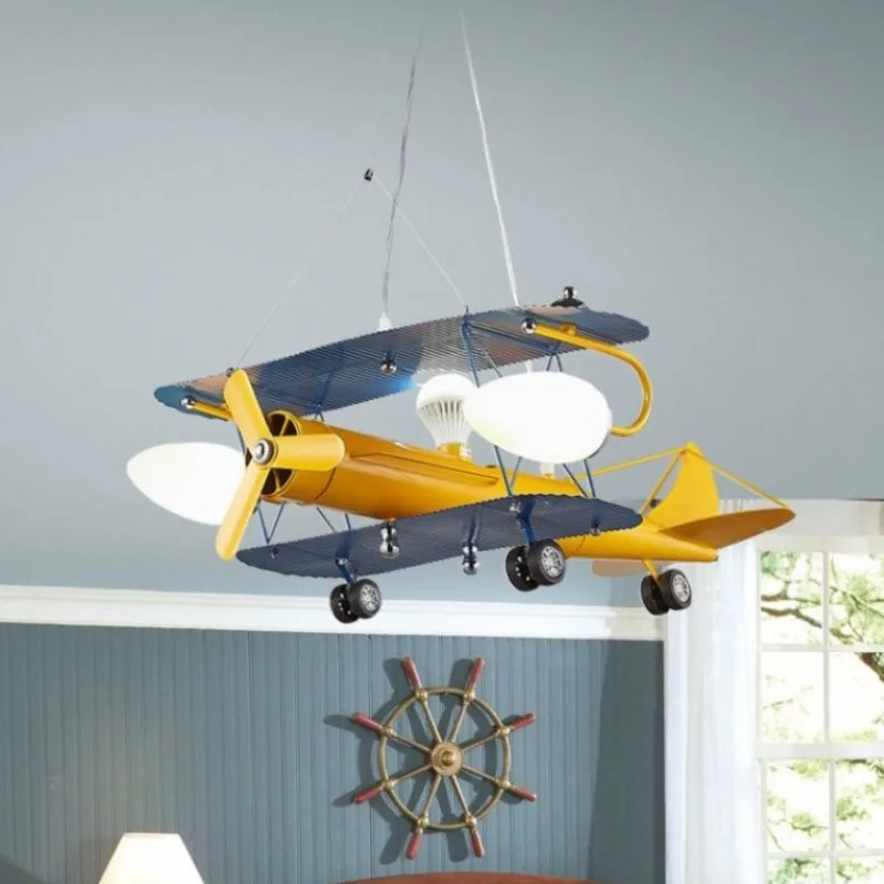 Airplane Lamps Cartoon Plane Chandelier Light for Children's Room Bedroom Boy Girl for Living Room  Decoration Ceiling Lamp