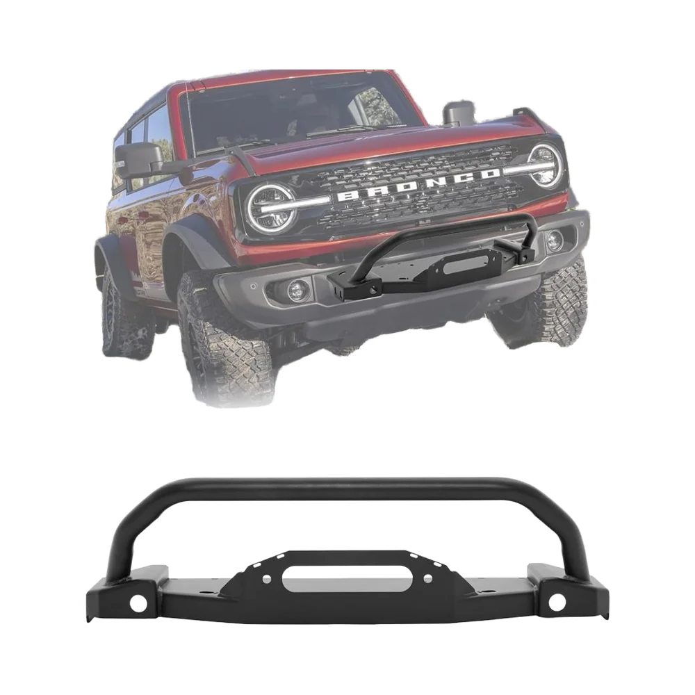 

New 2021-2025 For Bronco Steel Modular Front Bumper With Winch Mounting Plate And Bull Bar (Black)