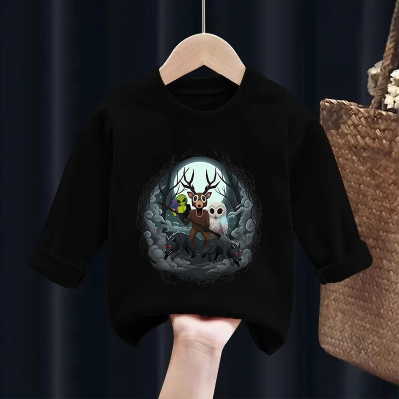 لعبة 99 ليالًا في الغابة بأكمام طويلة للربيع والخريف تي شيرت للأطفال برقبة دائرية ملابس للأولاد ملابس علوية كرتونية لطيفة #2