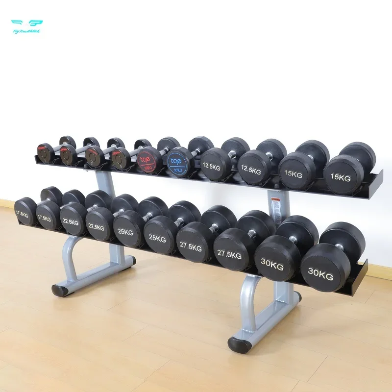 

Commercial Gym Fitness Two Tier Ten Pair Dumbbell Stand Equipment 10 Pair Weights 2 Tiers Dumbbell Rack