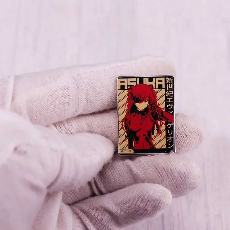 نيون جينيسيس إيفانجيليون أسوكا لانغلي سوريو بروش معدني إبداعي عالي القيمة ملصق كرتوني شارة فنية ملحقات حقيبة مدرسية