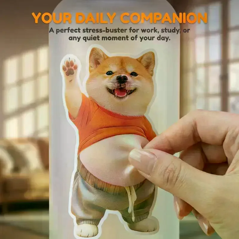 Kawaii 3D Dog Belly Squeezable Stickers Self-Adhesive Relieve Stress Stickers Mobile Phone Decoration Sticker Home Decor