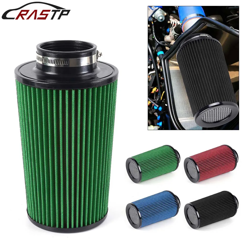 

RASTP-Universal 3" 76MM Car High Flow Cold Air Intake Air Filter Conical Washable Air Filters For Race Car 10.6" Tall OFI142