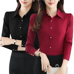 Solid Color Shirt Women Long Sleeved Fashion Korean Style Professional Dress Formal Wear Slimming Work Clothes Women Top Shirt