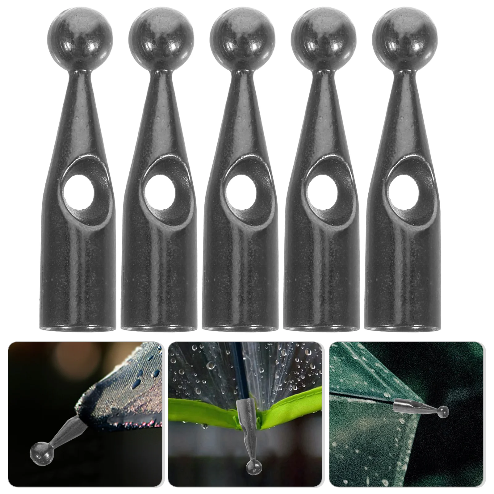 10 Pcs Long Handle Umbrella Tail Beads Umbrellas for Rain Metal Convenient Small