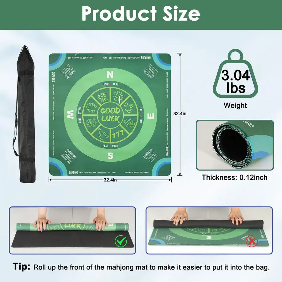 Tappetino Mahjong con borsa portatile Bespugliatore automatico di carte 2in1 e rivenditore con 360 omnidirezionale