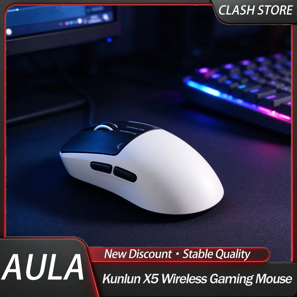 AULA Kunlun X5 Wireless Gaming Mouse 3mode 8K Low Latency Electromagnetic Micro PAW3955 EVO SSHS Mouse for Desktop Laptop PC